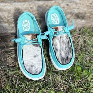 Custom Cowhide + Beaded Hey Dudes